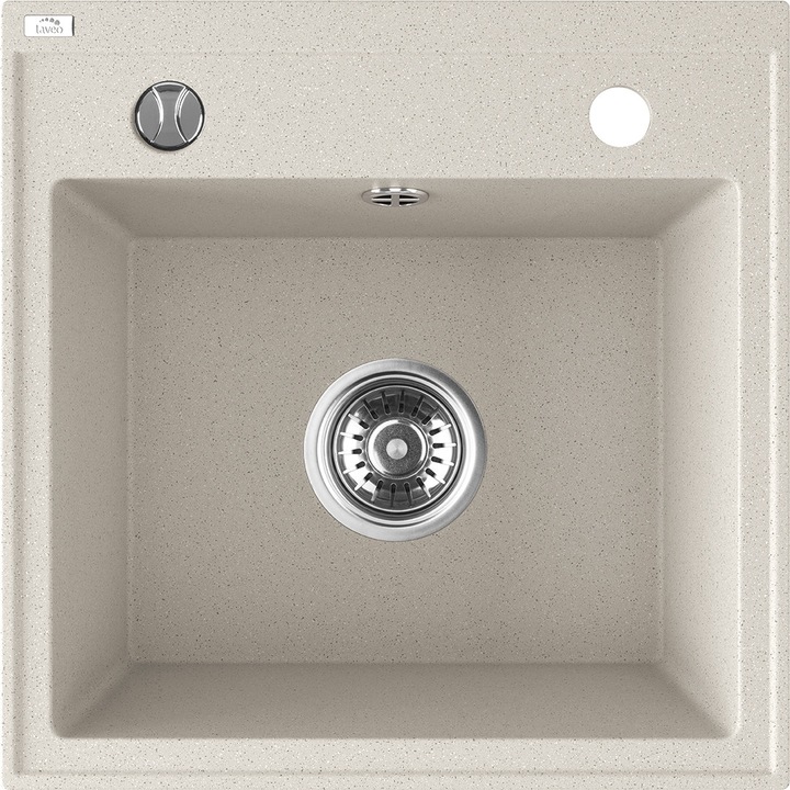 Chiuveta bucatarie Laveo Trzynastka 1-comora, granit, 44x44cm, culoare bej, gri sau negru
