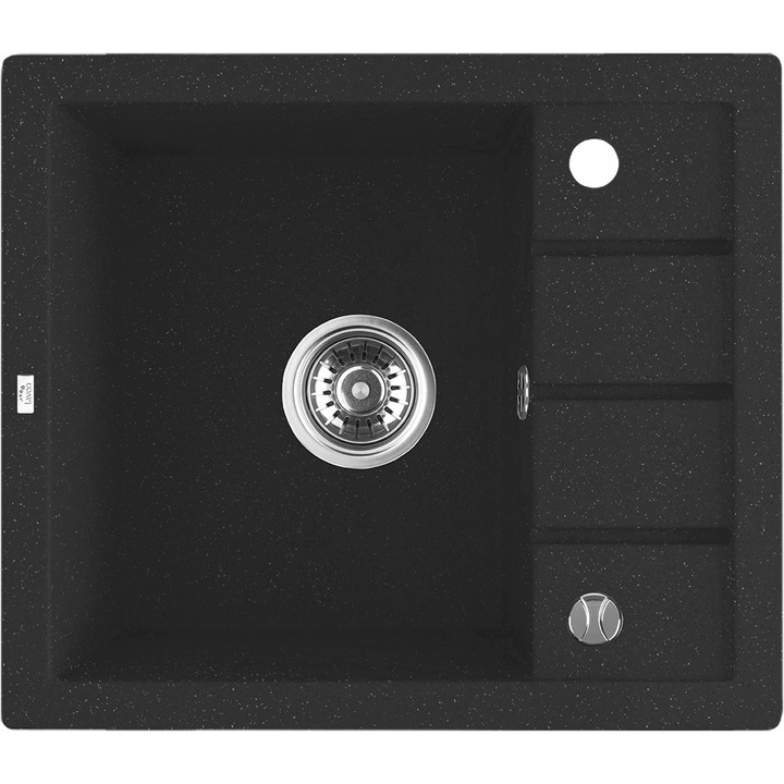 Chiuveta bucatarie Laveo, 1-comora cu polocieac, granit, 48x79cm, negru