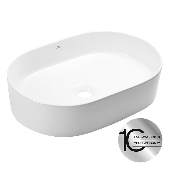 Lavoar ceramic, Laveo, model Desna, forma moderna, alb, 60x40cm