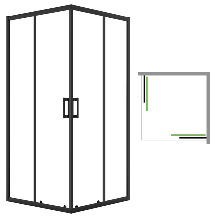 Cabina dus Laveo, patrata 80x80 cm, cromata, design modern
