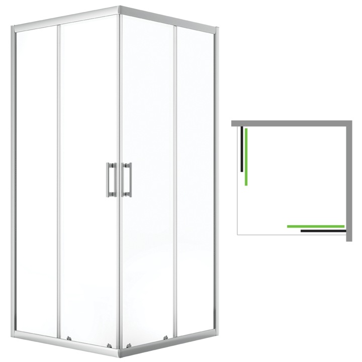 Cabina dus Laveo, patrata, 90x90cm, cromata