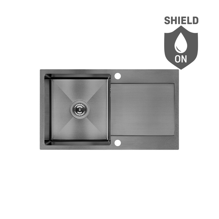 Chiuveta bucatarie Laveo Marmara 1 compartiment cu suport, inox 304, design minimalist, montaj versatil