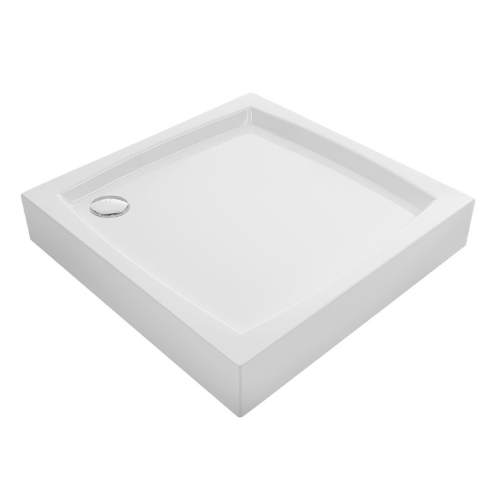 Cadita de dus Laveo 80x80 cm, acrilic, alb