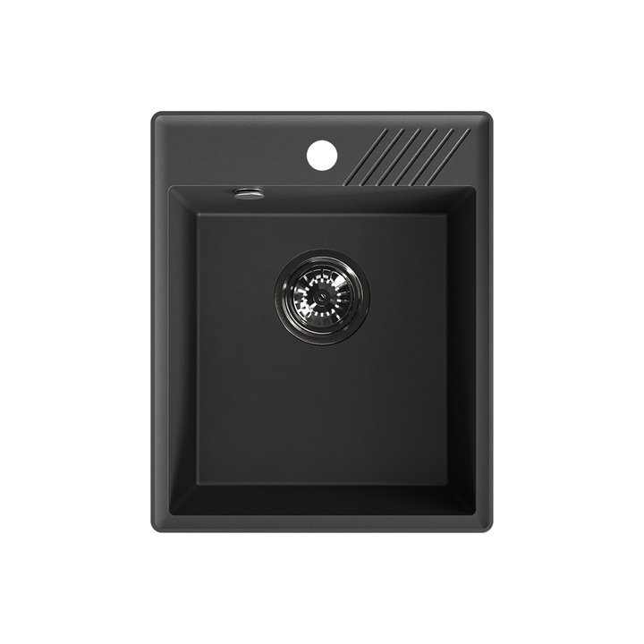 Chiuveta bucatarie Laveo Hub, 1 compartiment, granit, neagra, 40x40cm