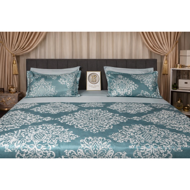 Луксозно спално бельо от памучен сатен, бродирано, 6 части, модел Coral Elegant Premium