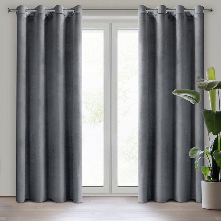 Set draperii Darla, Eurofirany, grafit, 140x250cm, velur