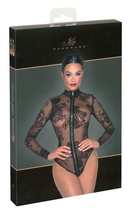 Body sexy, Noir Handmade, imprimeu floral, negru, S INTL