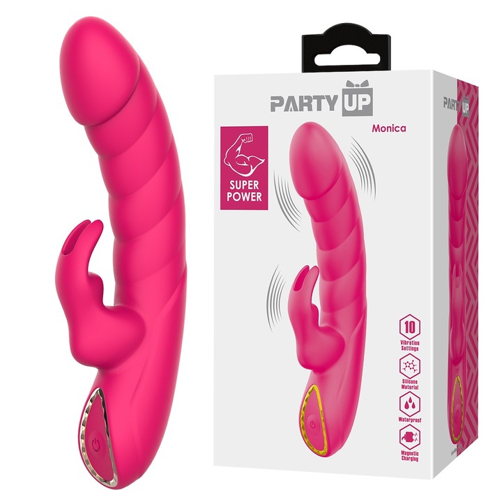 Вибратор Party Up, 10 функции, розов, 15,8 см, водоустойчив