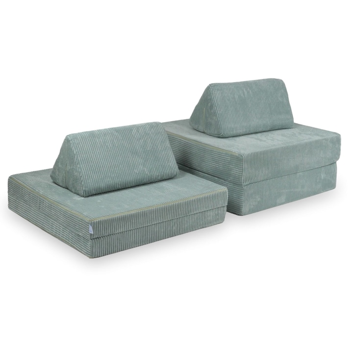 Sofa de joaca Montessori, Mimii, 2 mari, 2 mici, 2 triunghiuri, multicolor, 83x83x17cm, 83x83x9cm, 32x32x59cm