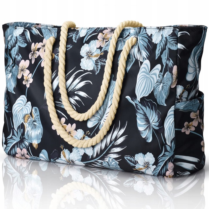 Geanta plaja XXL, multicolor, impermeabila, pliabila, 53x37x18cm