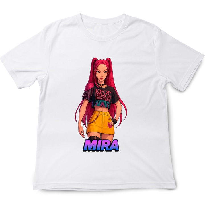 Fehér K POP Demon Hunters Huntrix póló lányoknak, Fehér