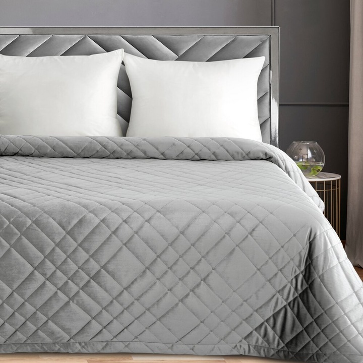 Cuvertura decorativa RIA, Eurofirany, 170x210cm, argintie, design geometric