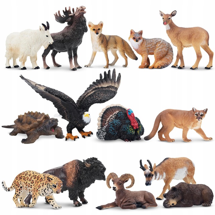 Set 14 Figurine Animale Forestiere, Educationale, Multicolor, 5x5cm