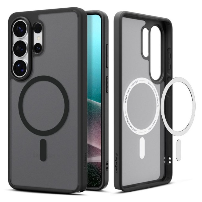 Carcasa Spigen Ultra Hybrid pentru Samsung Galaxy S26 Ultra, Anti-Soc, Frost Black, Kit Curatare Inclus