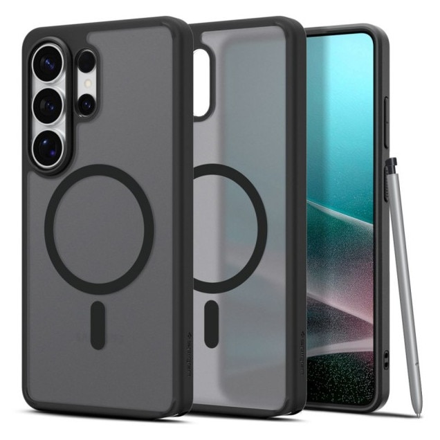 Carcasa Spigen Ultra Hybrid pentru Samsung Galaxy S26 Ultra, Anti-Soc, Frost Black, Kit Curatare Inclus