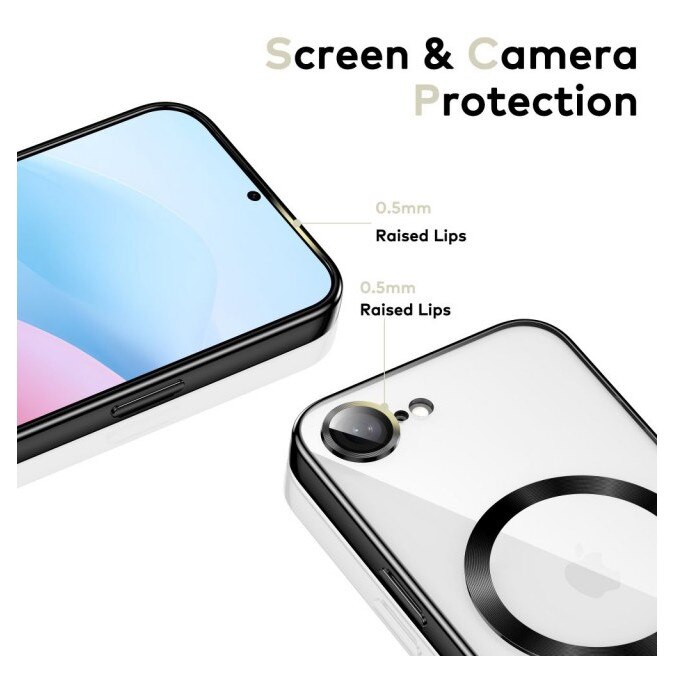 Husă pentru telefon, Upzz Electro MagSafe, protecție la șocuri, decupaje precise, negru, compatibilă cu iPhone 17e