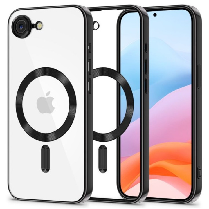 Husă pentru telefon, Upzz Electro MagSafe, protecție la șocuri, decupaje precise, negru, compatibilă cu iPhone 17e