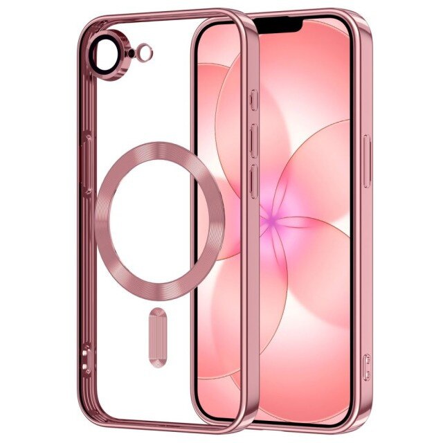 Husă Upzz Electro Magsafe, protecție cameră din sticlă, roz, compatibilă cu iPhone 17e