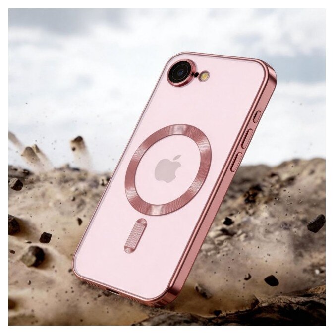 Husă Upzz Electro Magsafe, protecție cameră din sticlă, roz, compatibilă cu iPhone 17e