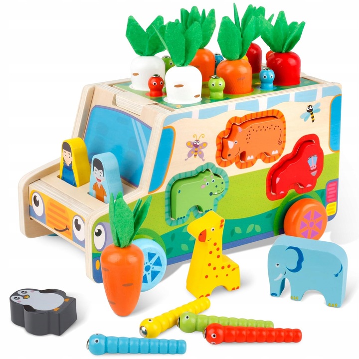 Jucarie educativa din lemn, sorter de forme, multicolor, 3-5 ani, set Montessori