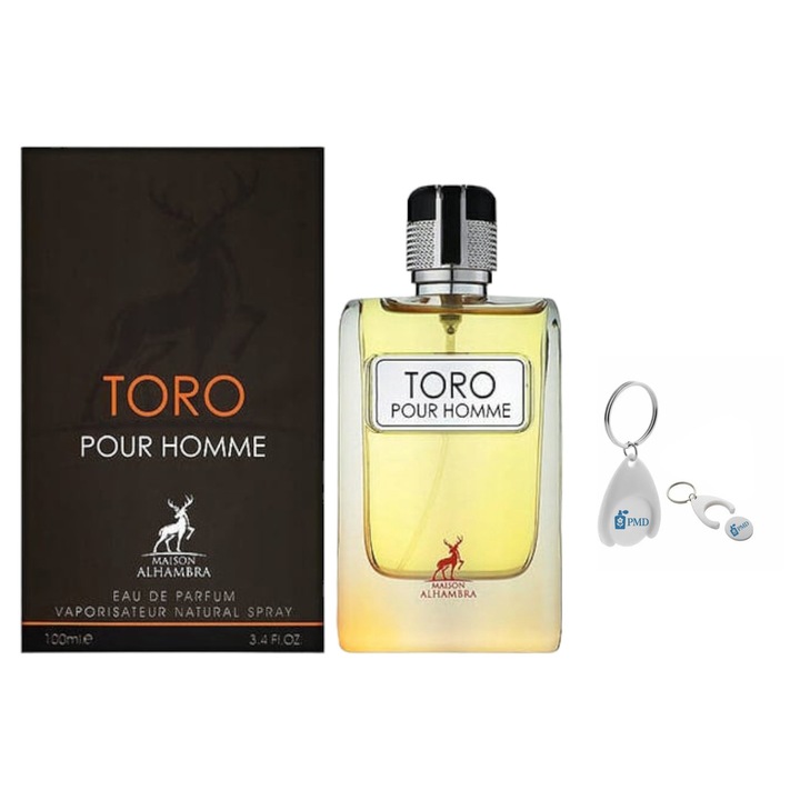 Alhambra Toro Pour Homme Eau de Parfum, Férfi, 100 ml személyre szabott kulcstartóval