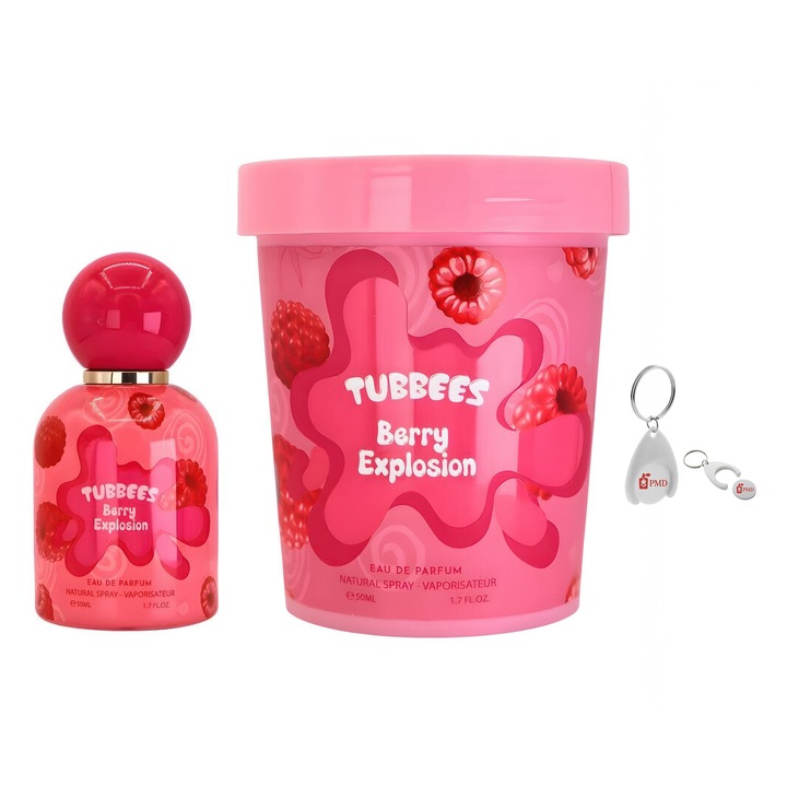 Tubbees Berry Explosion, Grandeur Elite, Gyerek, 50ml Eau de Parfum Szett Személyre Szabott Kulcstartóval