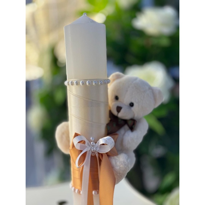 Lumanare botez ursulet Sweet Teddy, crem
