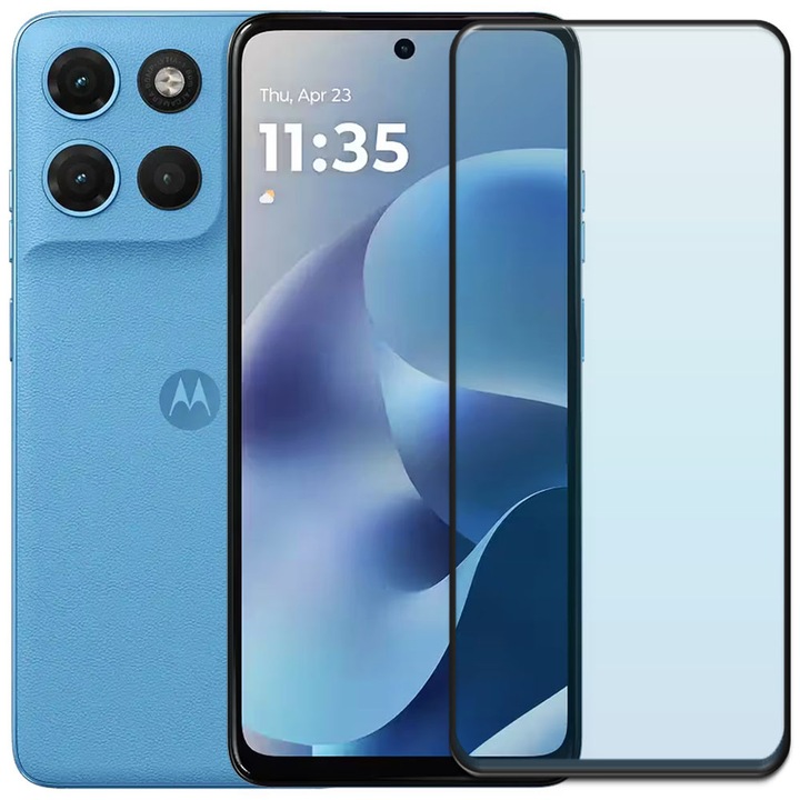 Folie din sticla securizata pentru Motorola Moto G17 Power, HAMSTERBOX Glass Shield, Protectie completa ecran, Full face, Aplicare rapida, Case Friendly, Transparenta