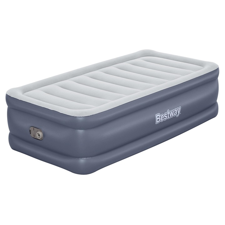 Saltea camping Bestway Tritech Twin, 1.91m x 0.97m x 51cm, cu pompa electrica incorporata, material rezistent
