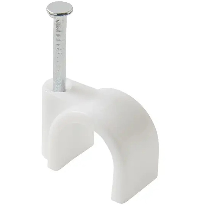 Clips rotund DIALL 100590420, 12 mm, 25buc, alb