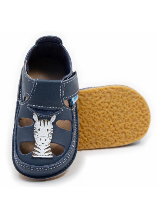 Dodo Shoes Zebra gyerek mezitlabas szandal, Smokey Sky szinu, termeszetes borbol, rugalmas talppal az elso lepesekhez
