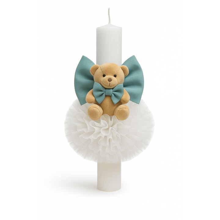 Lumanare botez ursulet Elegance Teddy, turcoaz