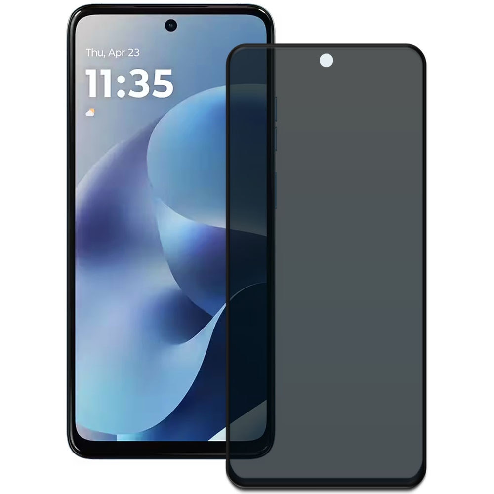 Folie din sticla securizata pentru Motorola Moto G17 Power, HAMSTERBOX Privacy Shield, Protectie completa ecran, Full face, Aplicare rapida, Case Friendly, Negru