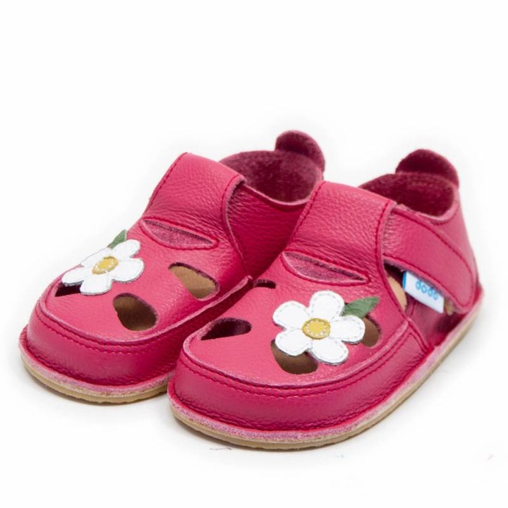 Sandale copii barefoot Dodo Shoes Wild Flower, Culoare Orhideea din piele naturala cu talpa flexibila pentru primii pasi Marimea 20