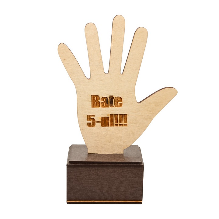 Trofeu din lemn, personalizat, cu mesaj, Piksel, pe suport din HDF, 22X14 cm