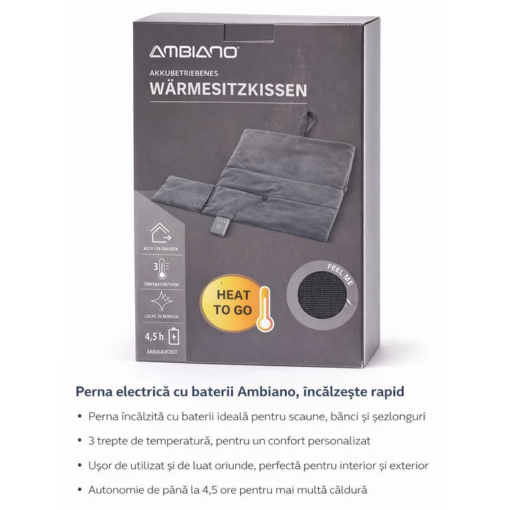 Акумулаторна Електрическа Печка Ambiano, 3 Нива на Топлина, 4.5ч, За Вътрешно и Външно Ползване