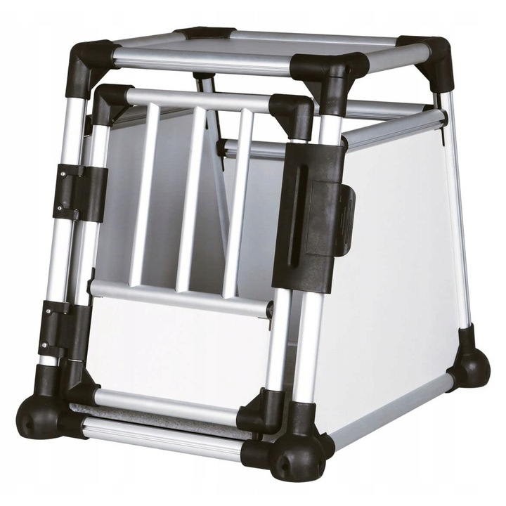 Carucior transport caini, Trixie, aluminiu, 48x57x64cm, gri deschis/silver, stabil, cu mata antiderapanta