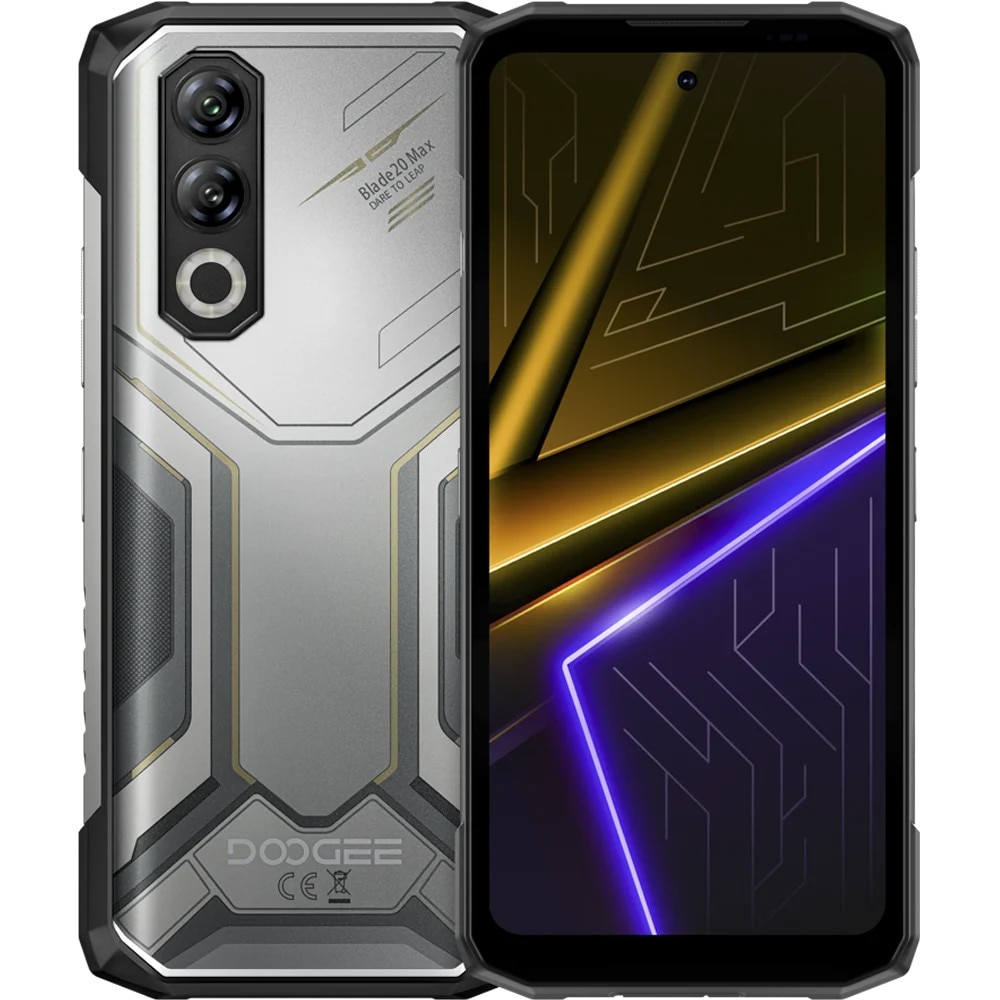 Telefon mobil Doogee Blade 20Max, 4G, Dual SIM, Helio G100, 6.6-inch 120Hz, 12GB RAM, 1TB, NFC, Night Vision, 11800mAh, Android 15, Silver