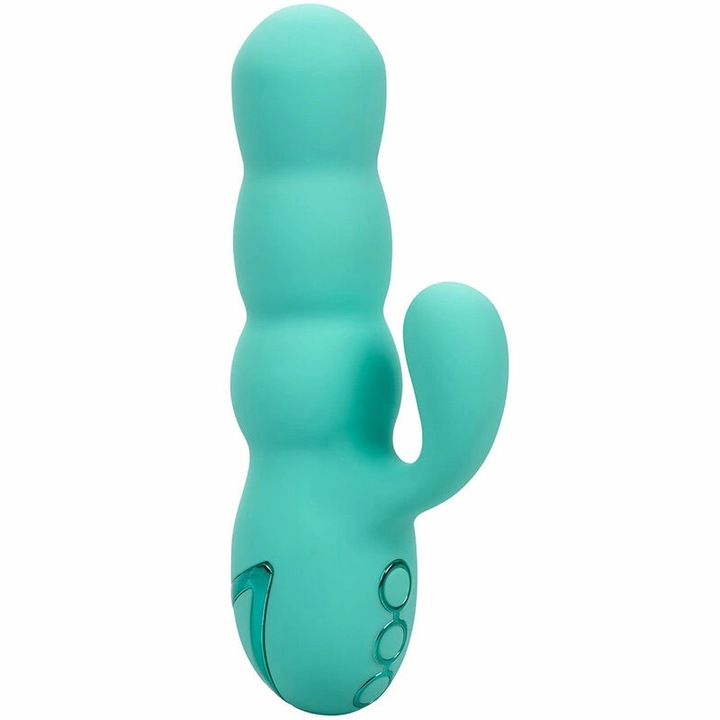 Vibrator CalExotics Del Mar Diva, 10 functii, 3 niveluri, verde aqua, 9,5cm x 3,25cm