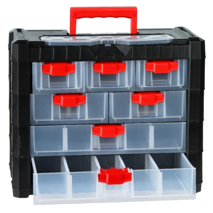 Organizer Kistenberg KMC401, 7 suflade, transparent si negru, 40x20x32.6cm