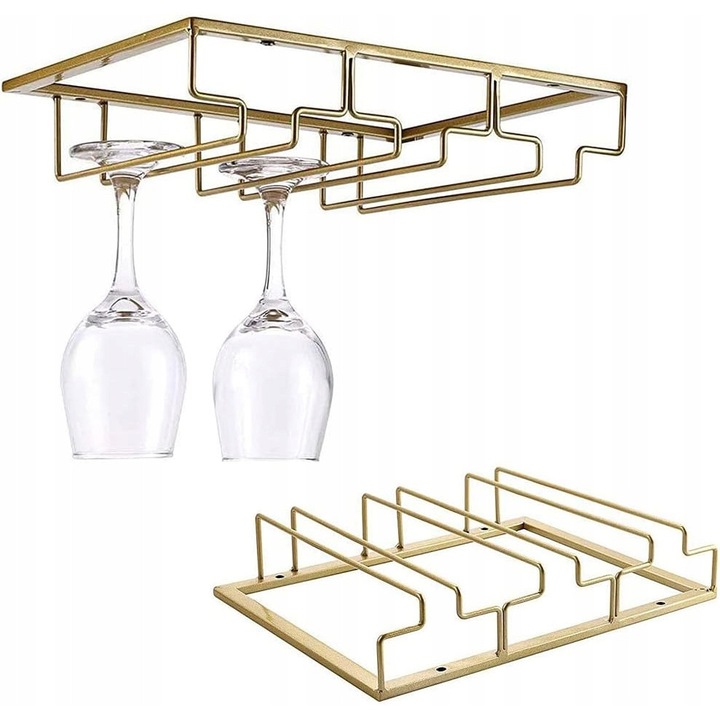 Suport pentru pahare de vin, zlat, 31x23,5x6cm, set 5 piese