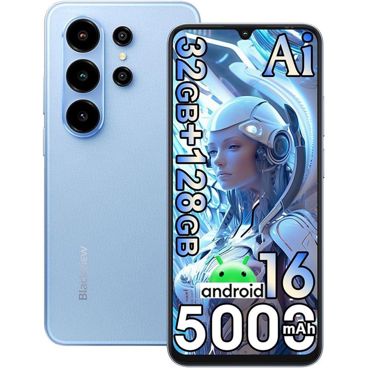 Telefon mobil Blackview Wave, 32MP+13MP, 128GB memorie, 6.88 inch, Albastru