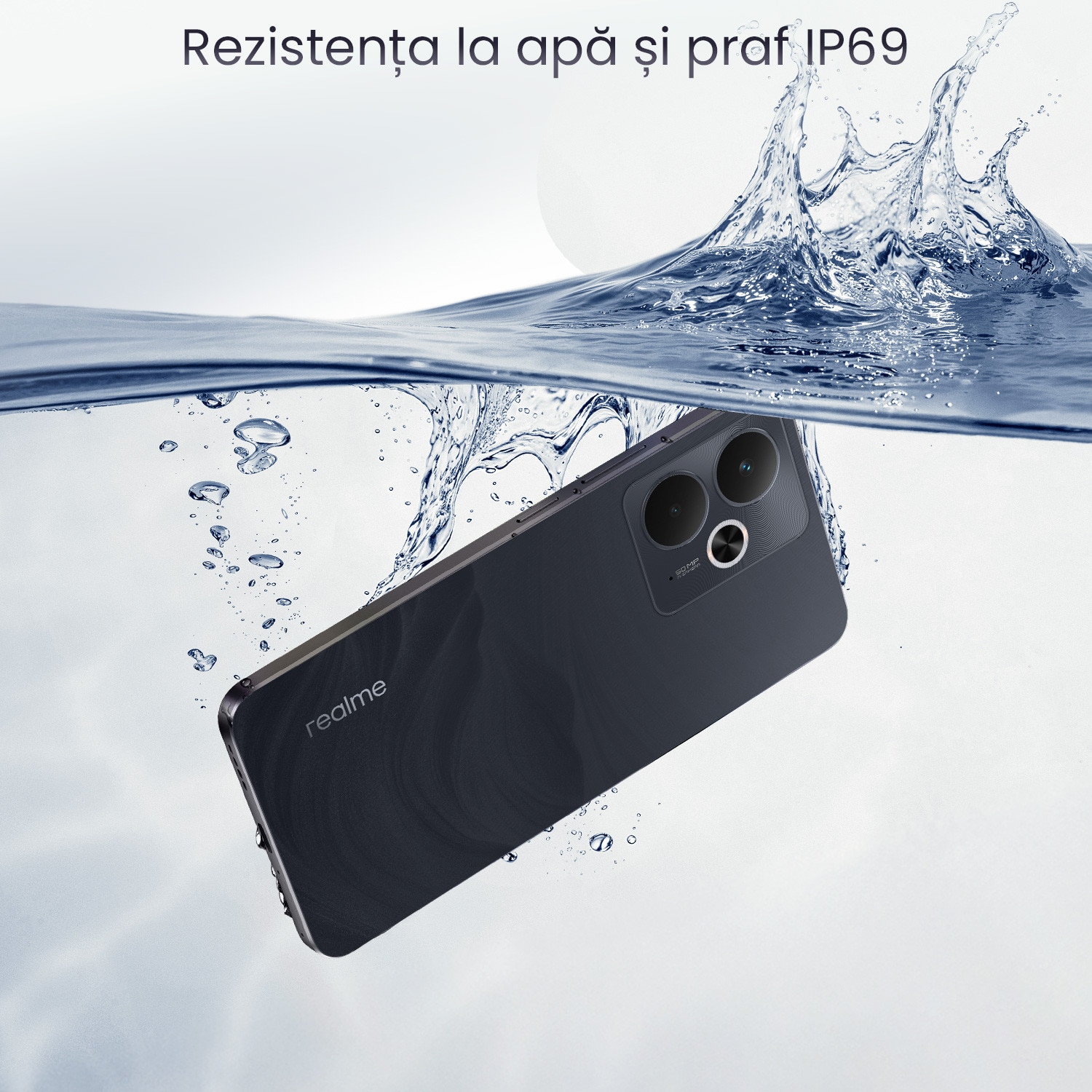 Telefon mobil realme 14T, Dual SIM, 8GB RAM, 256GB, 5G, Baterie Titan 5130mAh, IP69, 120Hz, negru