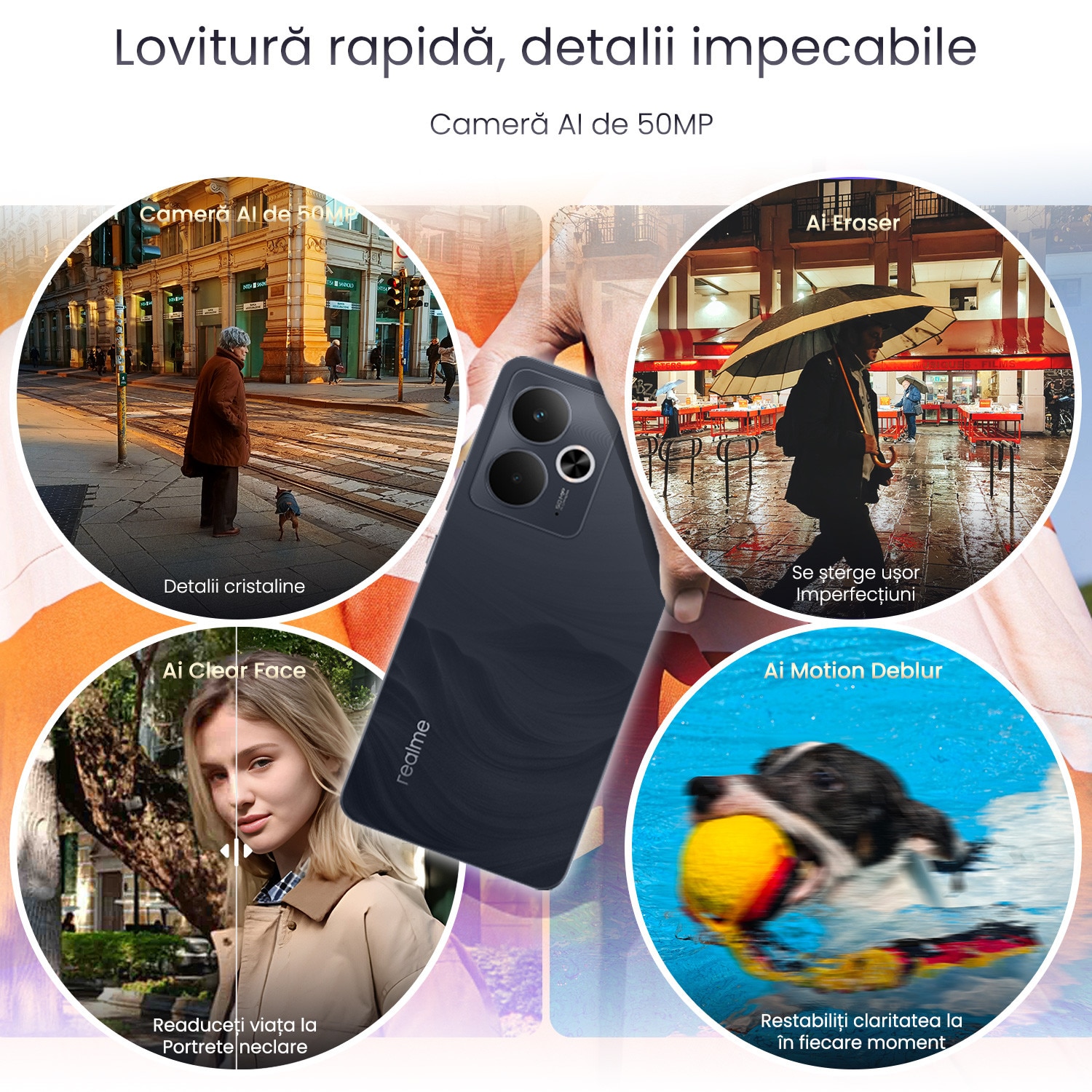 Telefon mobil realme 14T, Dual SIM, 8GB RAM, 256GB, 5G, Baterie Titan 5130mAh, IP69, 120Hz, negru