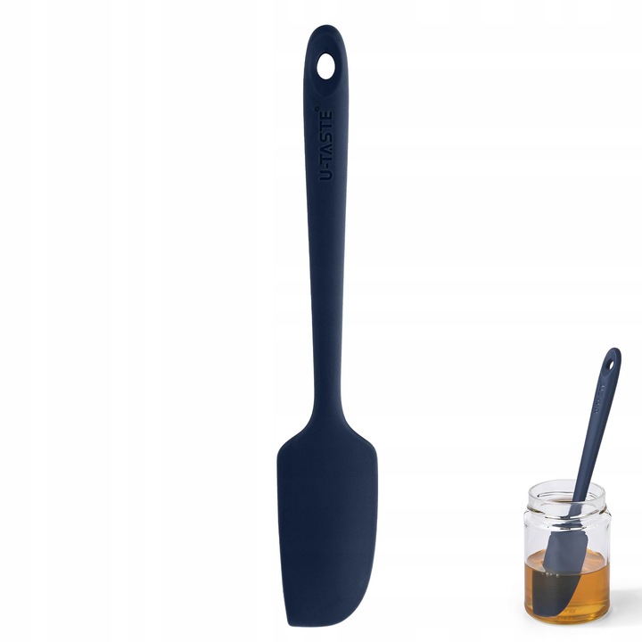 Spatula din silicon U-Taste, 22.7 cm, rezistenta la temperaturi de pana la 315°C, albastra, pentru amestecat si curatat