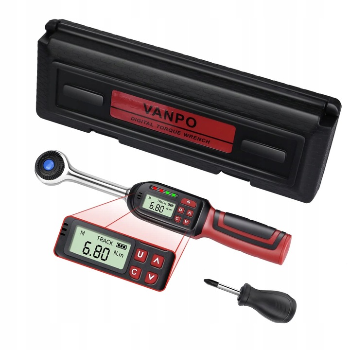 Cheie dinamometrica VANPO 1/2 inch, set 6.8-135 Nm, afisaj LED, design ergonomic