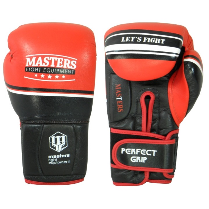 MASTERS FIGHT EQUIPMENT RBT-LF bokszkesztyű, 20 oz, fekete-piros, extra csuklóvédelemmel