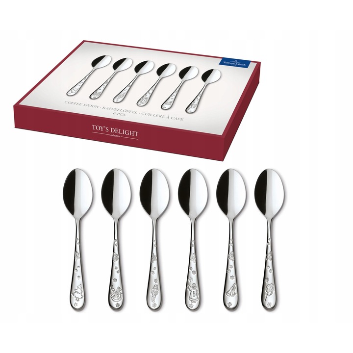 Set 6 lingurite de cafea Villeroy & Boch Toy's Delight, inox, argintiu, potrivit pentru masina de spalat vase