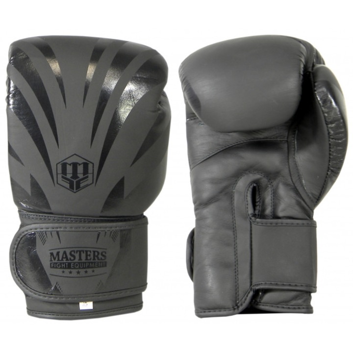 MASTERS FIGHT EQUIPMENT RBT-MATT bőr bokszkesztyű, 12 oz, fekete, 4 cm csillapítás
