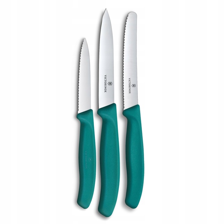 Set de cutite Victorinox Swiss Classic, 3 piese, verde, inox, 25x5x2.2cm